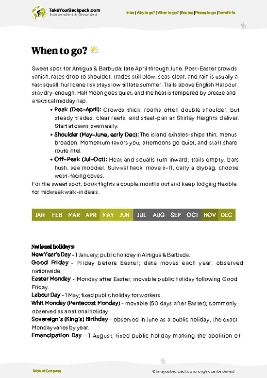 example page 3 from our offline Travel Guide for Antigua and Barbuda